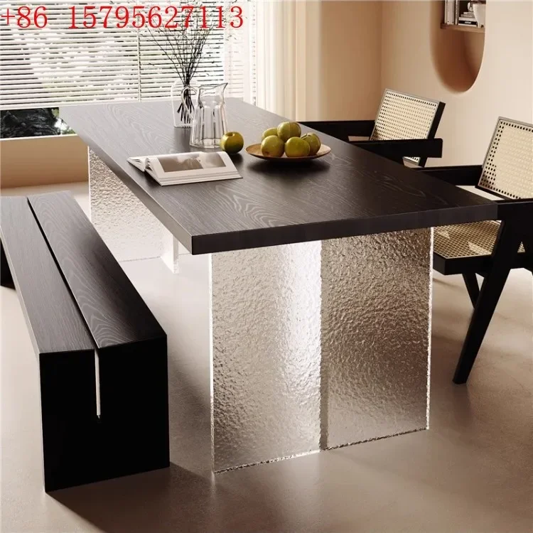 Solid wood acrylic floating dining table Commercial cafe Restaurant table and chairs