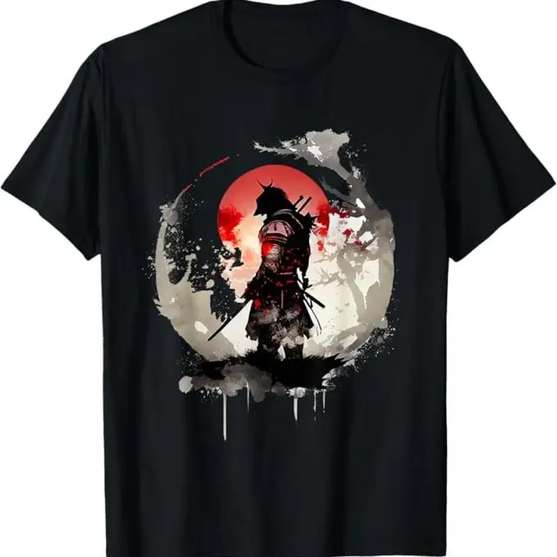 

Samurai Warrior Dark Art Graphic T-Shirt Breathable Cotton Crew Neck Tee