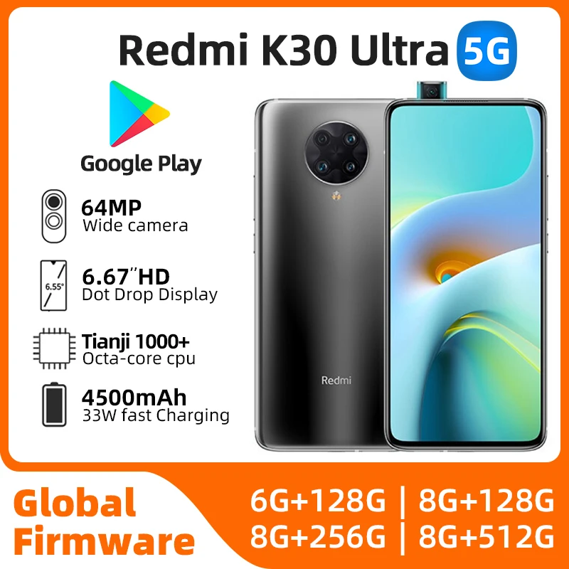 Gebruikte Xiaomi Redmi K30 Ultra Android 5G Ontgrendeld 6.67 Inch 8Gb Ram 256Gb Rom Alle Kleuren In Goede Staat Originele Gebruikte Telefoon