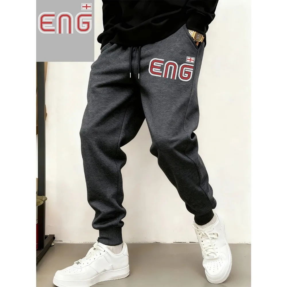 

Eng England Flag Printed Sweatpants Mens Casual Loose Trousers Winter Fleece Warm Jogger Pants Basics Pocket Men'S Streetwear