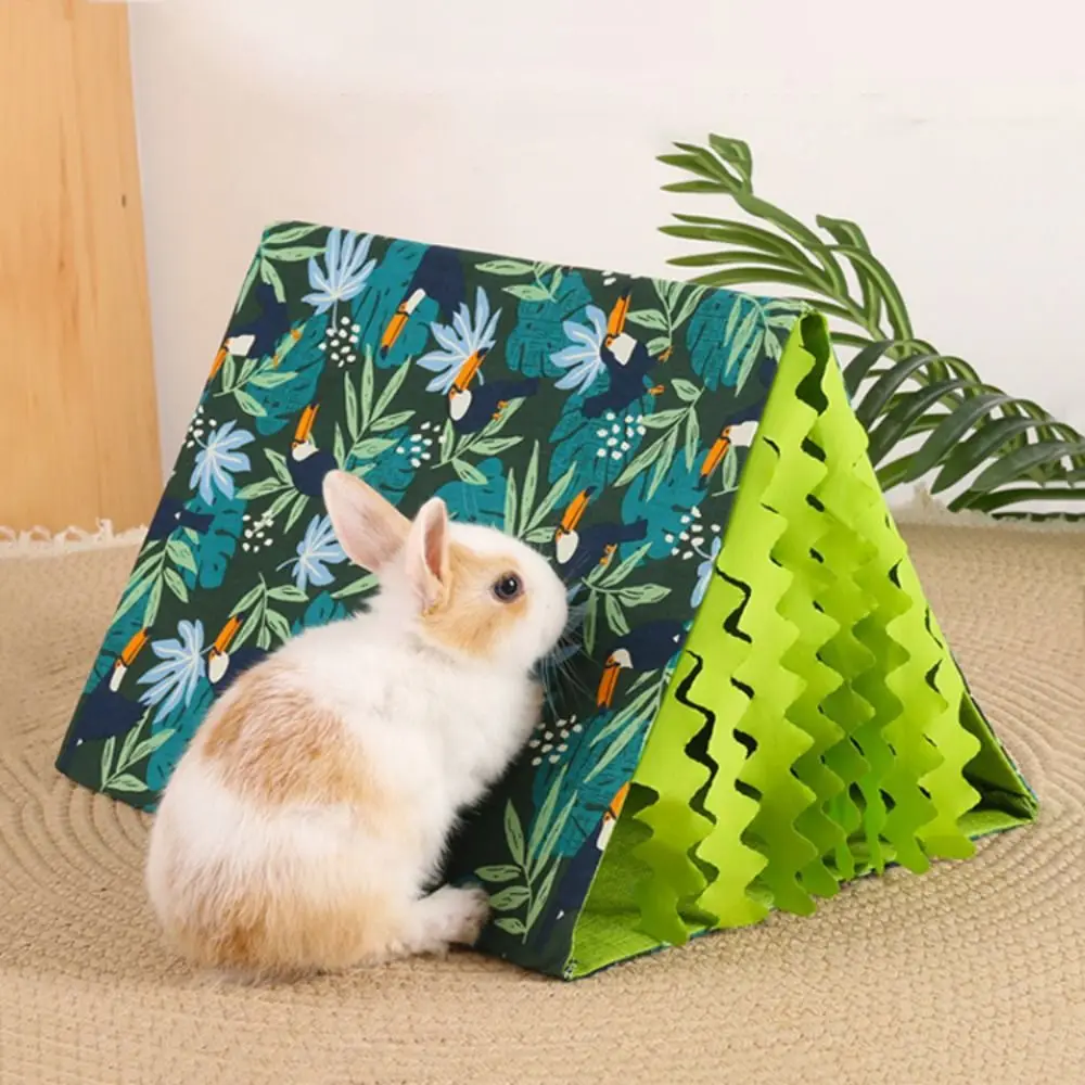 

Cartoon Hamster Hiding House Parrot Pattern Hamster Tent Guinea Pig Nest with Tassel Breathable Parrots Hammock