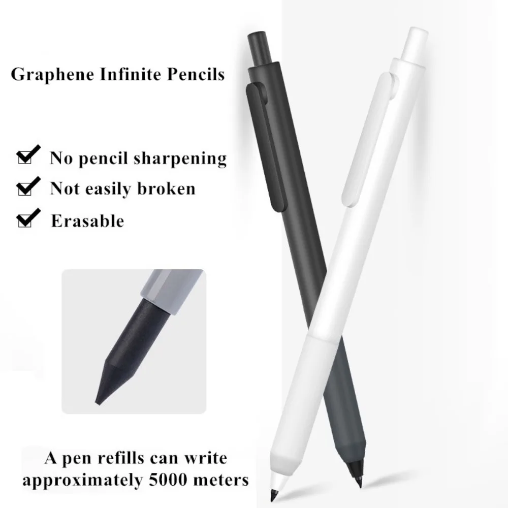Eternal Pencil Set Press Type Replaceable Refills Metal Inkless Pen Endless Infinity Mechanical Pencils Office School Supplies