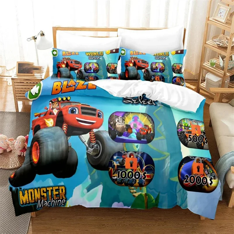 Parure de lit imprimée en 3D Blaze N Monster Machines pour adultes et enfants, housse de couette, double, jumeau, pleine reine, roi, literie