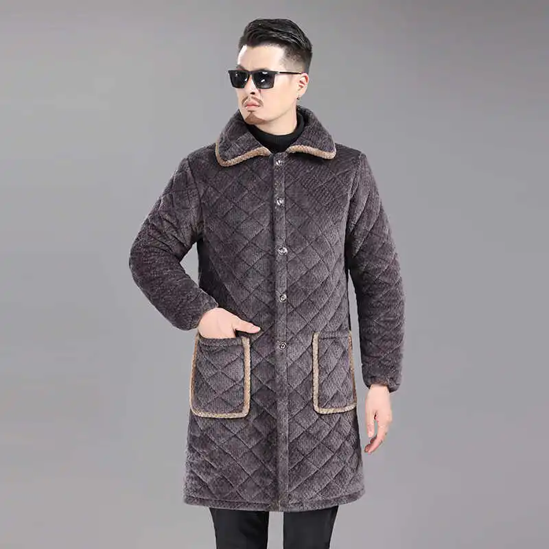 Thiened القطن العمل المئزر الرجال معطف الشتاء الدافئة المطبخ جيليه الثقيلة دو دائم مريلة وزرة للرجال ملابس خارجية غير رسمية #2