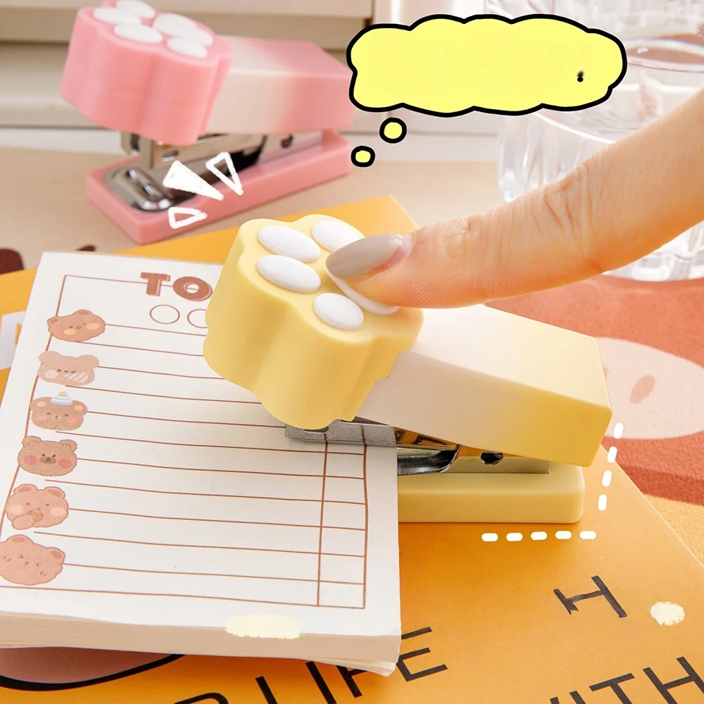 Gradient Macaron Mini Cat Claw Stapler for Student Office Portable Binding Supplies Stapler for Learning