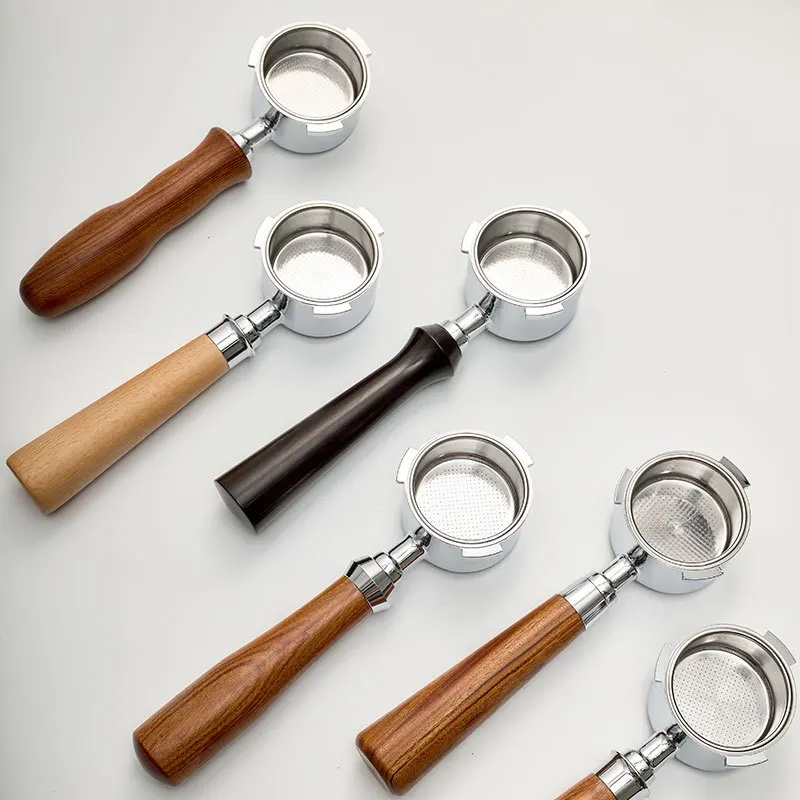 Coffee Bottomless Filter 51MM 3 Three Ear Handle Universal Wooden Removable Stainless Steel Machine Accessory Tools For Delonghi