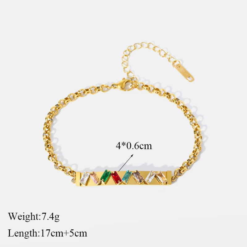 EILIECK 316L Edelstahl Doppelschicht-Zirkonia-Armband für Damen, Charmantes Metallarmband in Goldfarbe, Trendiger Schmuck als Geschenk – Detail 10