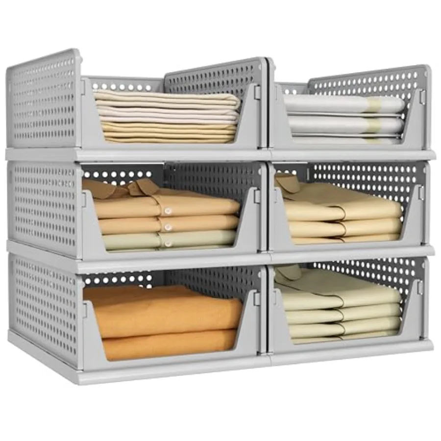 

Grey Coset Organizers Storage Bins, Stackable Plastic Drawer Basket for Clothing, Stackable Storage Bins Shelf Storage Containe