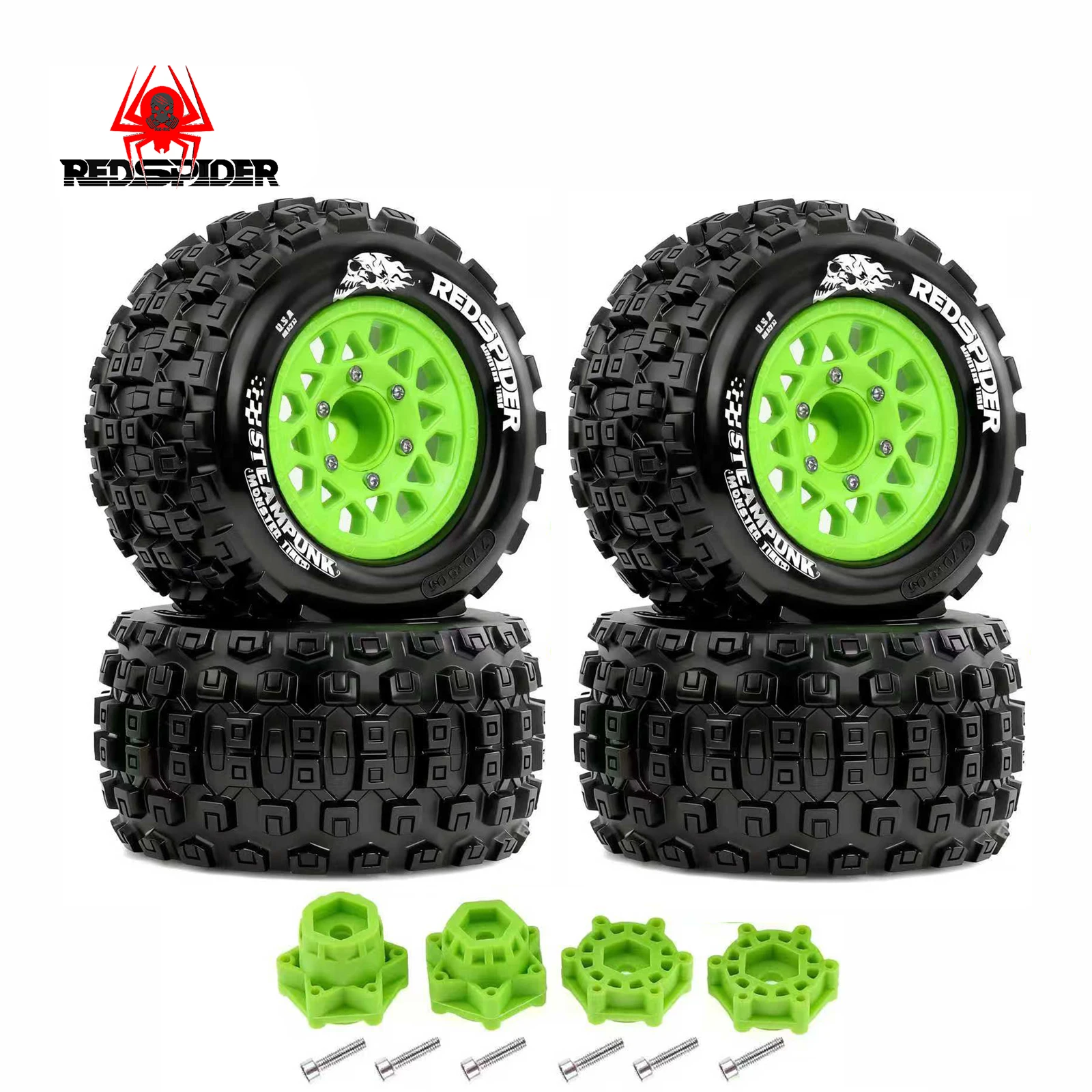 

4Pcs 2.8" MT RC Tires with 12mm/14mm Hex Adapter 1/10 RC Truck Tires for Arrma Big Rock Granite VORTEKS 3S Traxxas Rustler