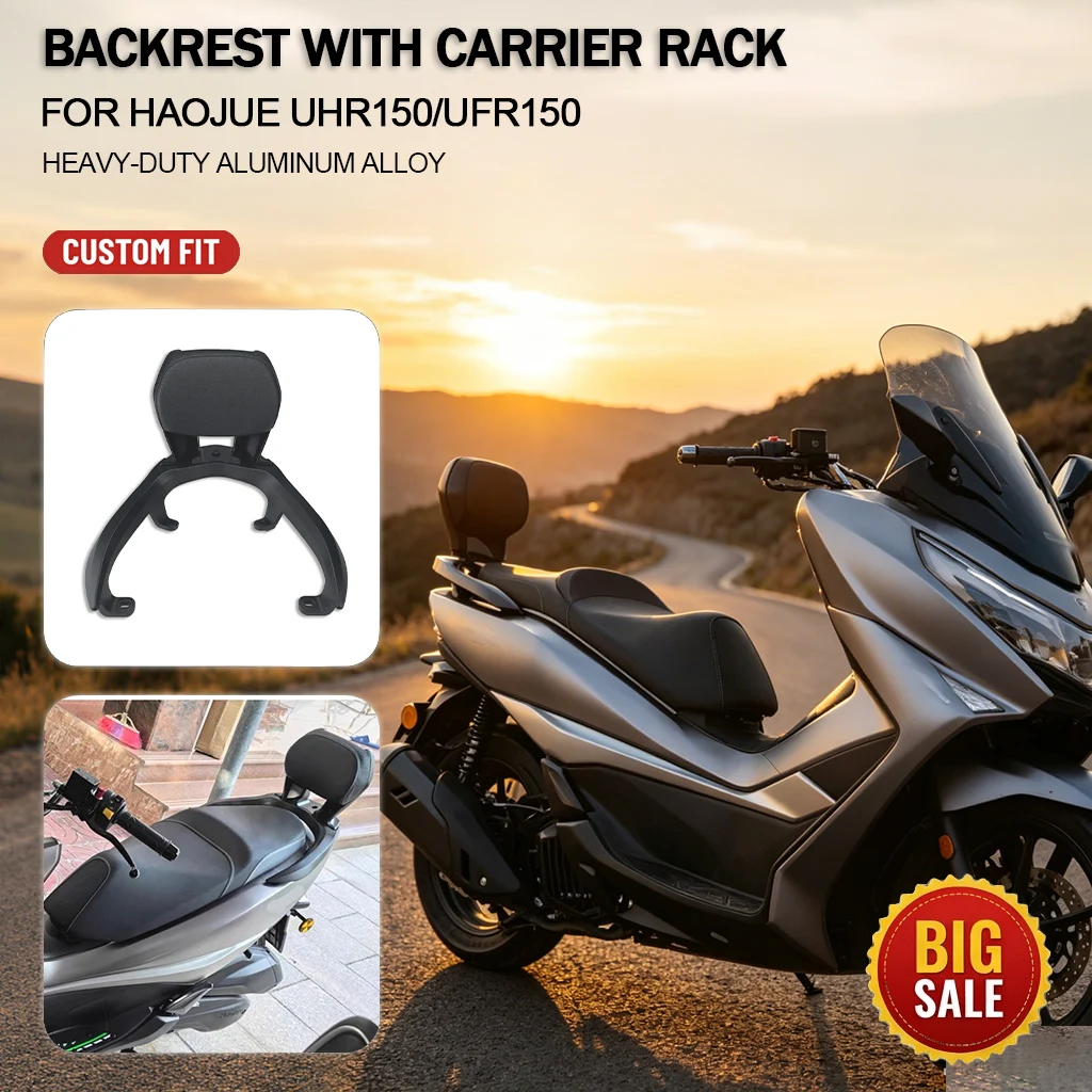 Motorcycle Passenger Backrest FOR Haojue UHR150 UFR150 accesorios moto Aluminum Rear Luggage Carrier Rack Seat Saddle Cushion