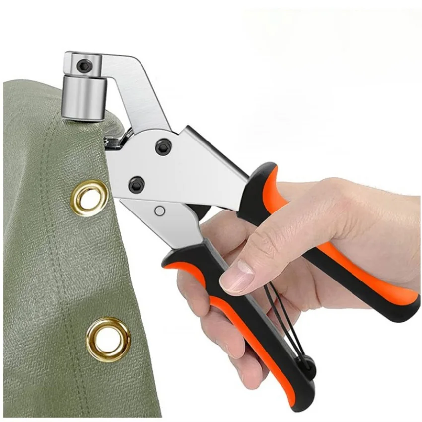 Air Eye Buckle Set Portable Grommet Hand Press Pliers Manual Puncher / 10.5mm Silver Grommets