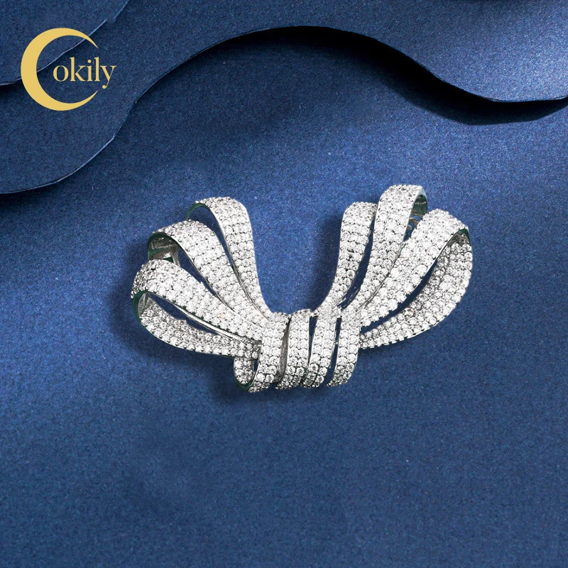 

OKILY Retro Cubic Zircon Bowknot Broochpin Luxury Temperament Palace Women's Broche Wedding Dress Corsage Accessori Decoration