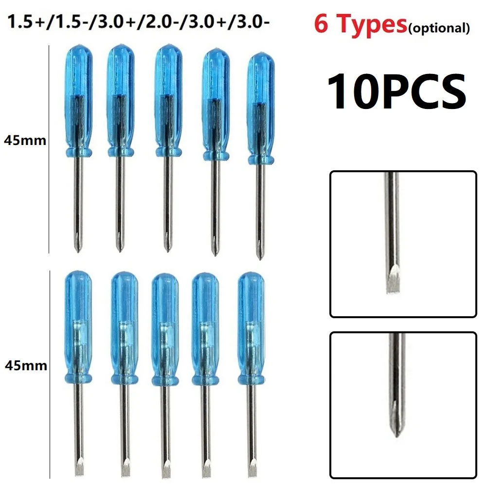 10pcs 1.5mm-3.0mm Mini Magnetic Screwdriver Slotted Cross Head Screwdriver Bits Set For X-box 360 Mobile Phone Repair