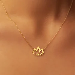 Gold Plated Pendant Lotus Necklace with Sterling Silver Chain Dainty Buddhism Charm Mother's Day Gift Unique Gift for Her