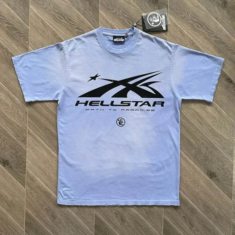 

24ss Destroy Washed Hell Star T-Shirts Men Women 1:1 Best Quality Logo Printing Pure Cotton Oversized T Shirts