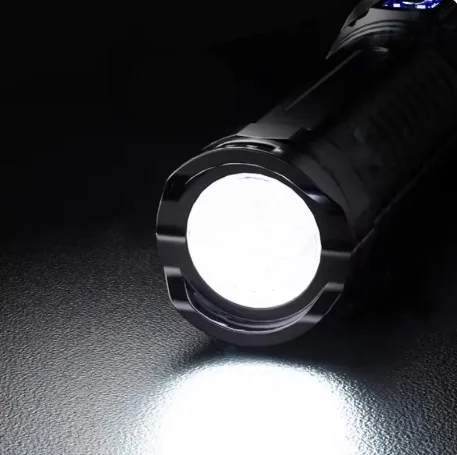 Ultra-long-range LED flashlight with telescopic zoom and bright outdoor multi-function flashlight