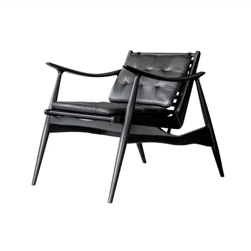 

Nordic simple luxury living room solid wood sofa chair hotel lobby reception leisure chair