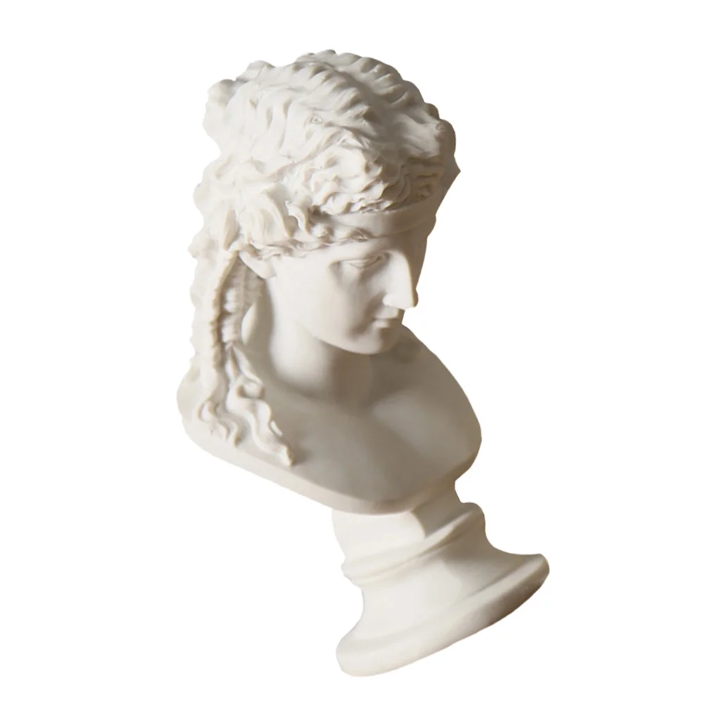 

1Pcs European Style Ancient Character Bust Sculpture White Resin Art Sketching Practice Desktop Ornament Home Office Decoration