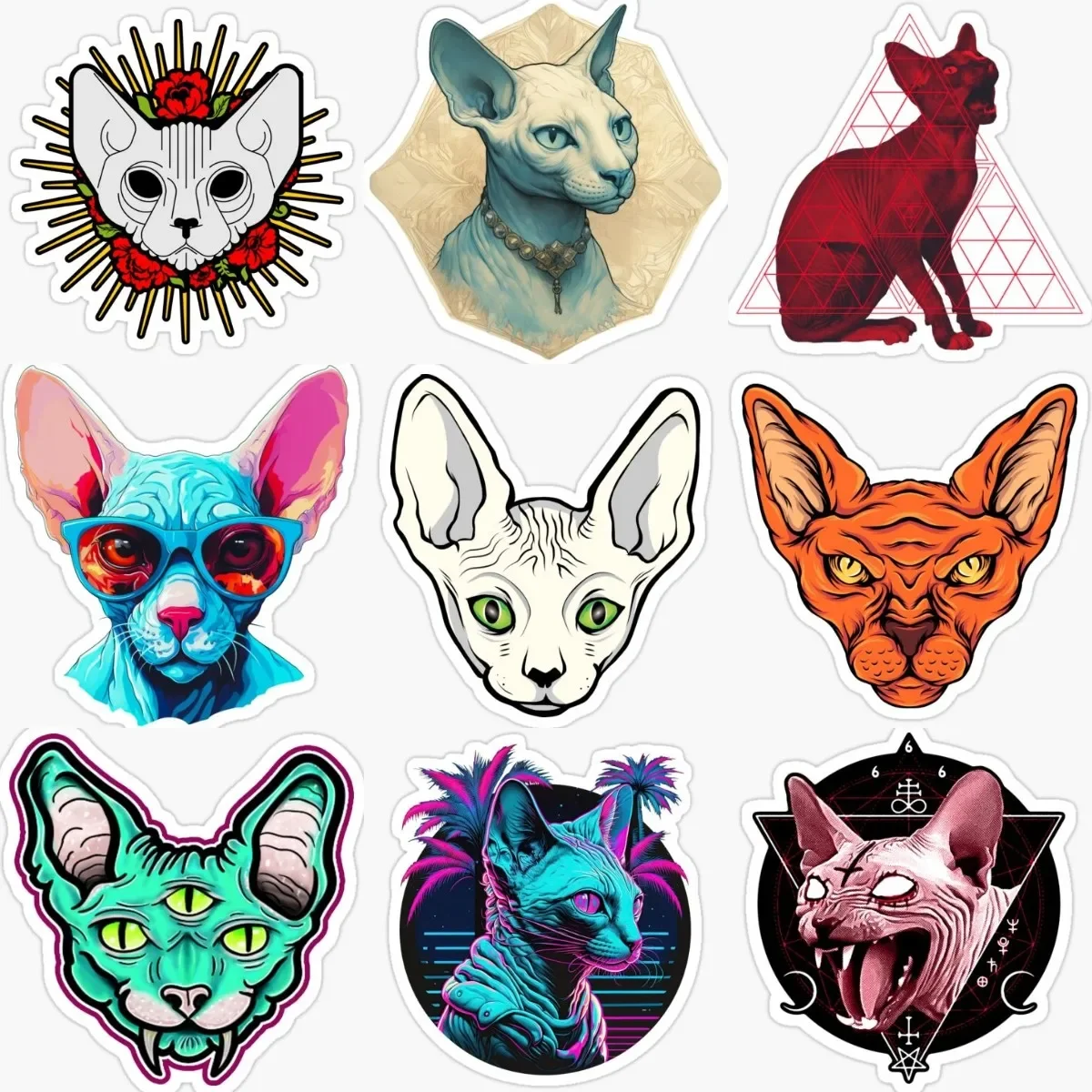 

Creative Canadian Hairless Cat Sphynx Cat Pets PVC Stickers for Decorate Car Window Fridge Wall Bicycle Helmet Bumper Decal