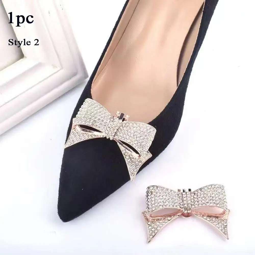 Shiny Rhinestones Shoe Clips Women High Heel Removable Charm Crystal Rectangle Bowknot Shape Buckle Shoes Decor Accessories image 3