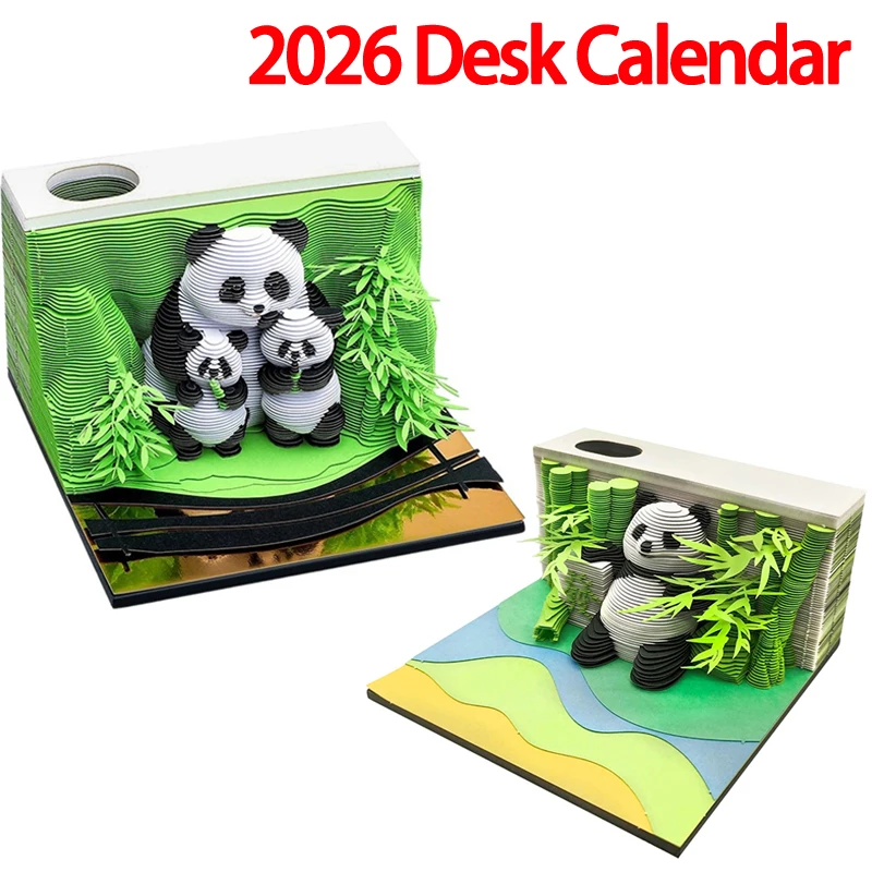 

Настольный календарь-органайзер 3D на 2026 год, отрывной, с резным узором, блокнот для заметок, подарок на Рождество и новоселье