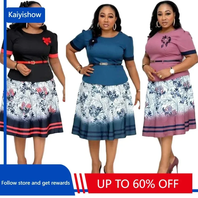 

5XL 6XL Plus Size Mom Dress O Neck Flower Print Midi Dresses Bodycon High Waist African Clothes Women Vestidos Ladies Robe Femme