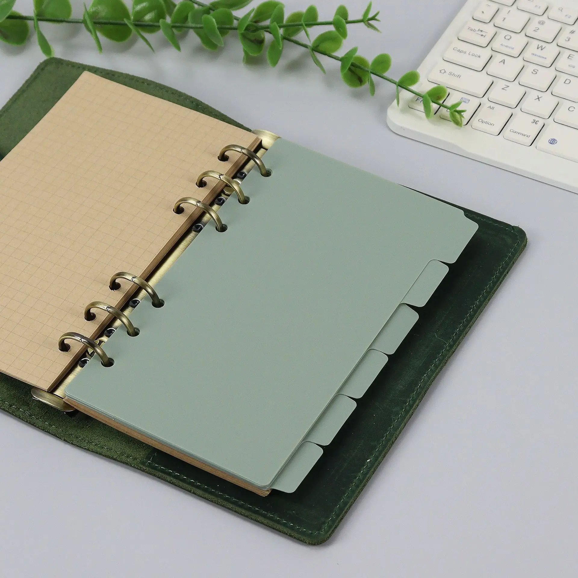 A6 Personal Green Paper Index Divider 6 Holes For Binder Planner Notebook Stationery Notebook Divider Accessories