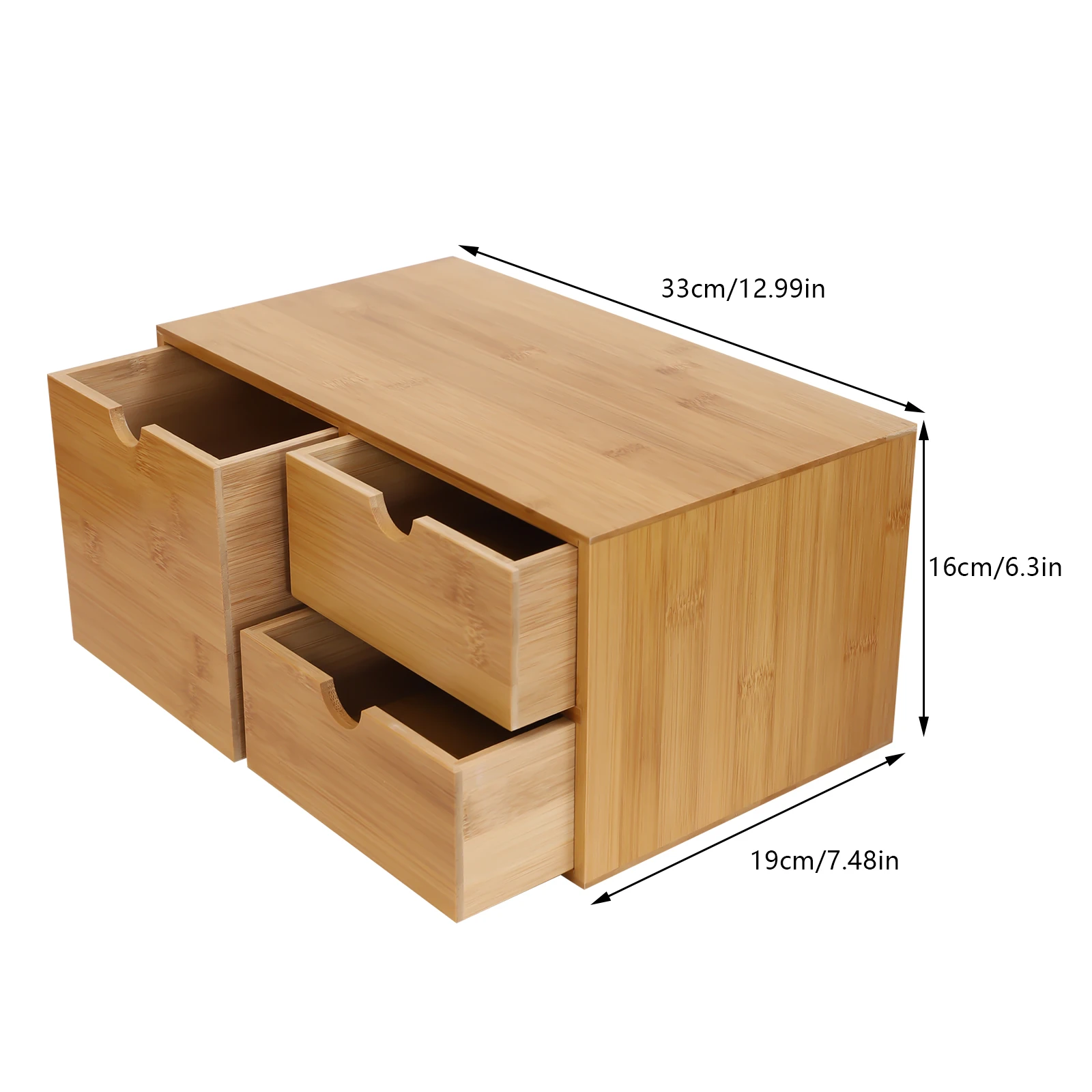 NUEVO Organizador de Escritorio de Bambú con 3 Cajones, Caja de Almacenamiento para Escritorio de Oficina, Mini Cajonera para Guardar Notas, Cosméticos en el Hogar