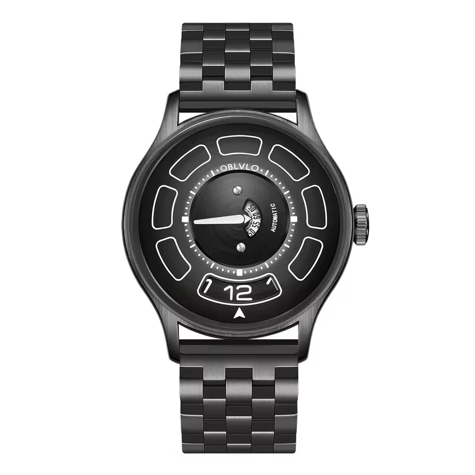 OBLVLO Men Automatic Watch 41MM Luxury Mechanical Wristwatch Luminous 5ATM Waterproof Sapphire Rotatable Dial