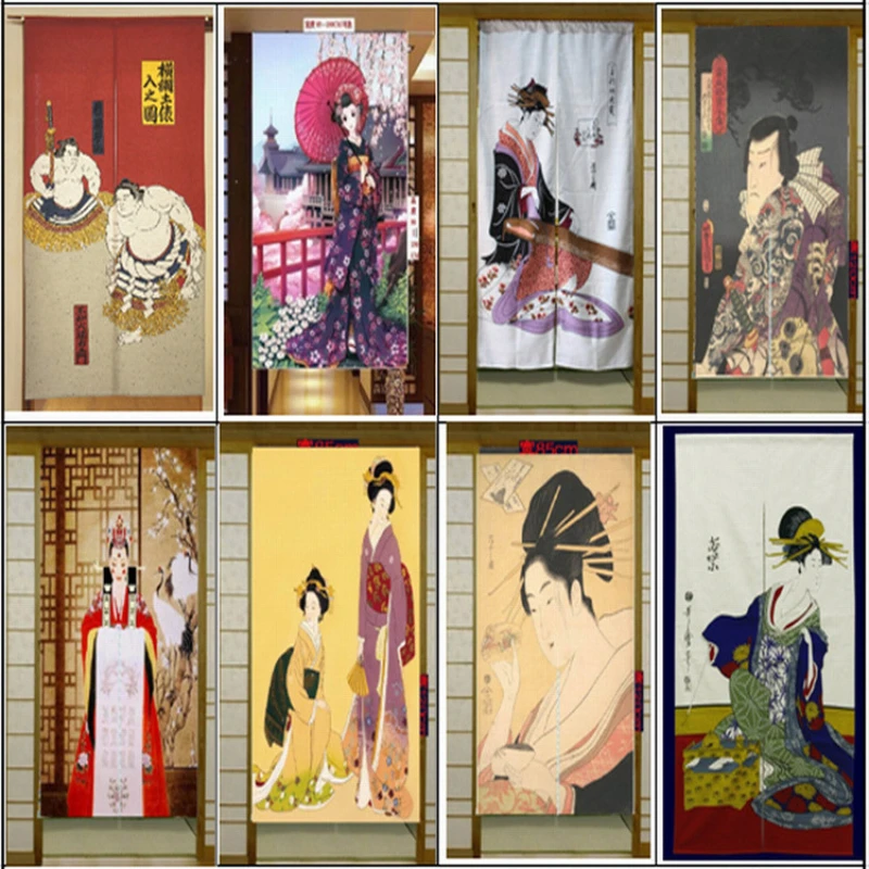 Japanese Style Door Curtain Sushi Restaurant Lucky Cat Kitchen and Bedroom Feng Shui Decoration Cloth Curtain
