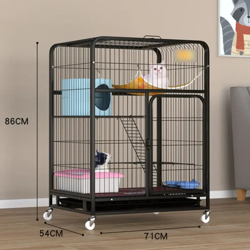 Heavy Duty Large Foldable Metal Cat Kitten Ferret Cage 360 Rotary Caster Housing Pet Play Fence with Ramp Ladder Hammock