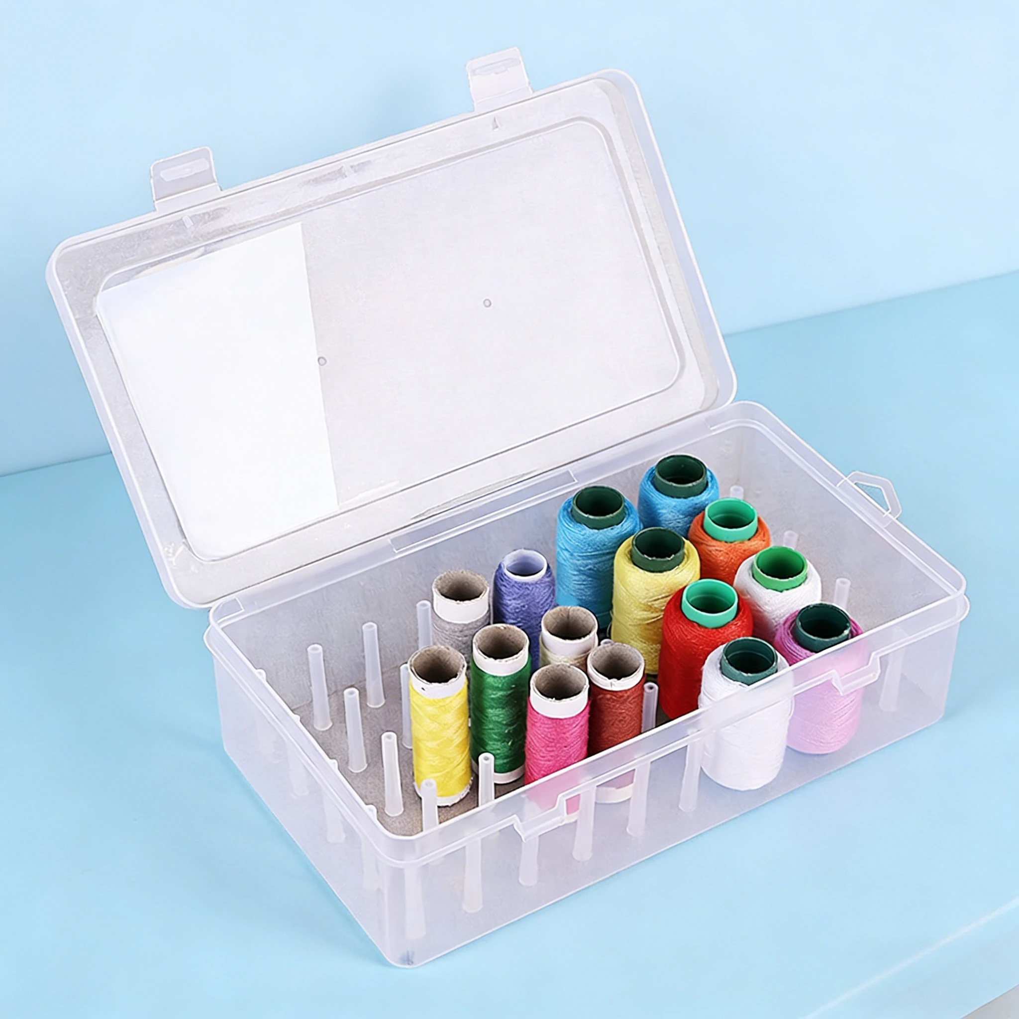

42roll sewing thread storage box,transparent PPplastic embroidery sewing set storage box and Mending Kit,portable large capacity