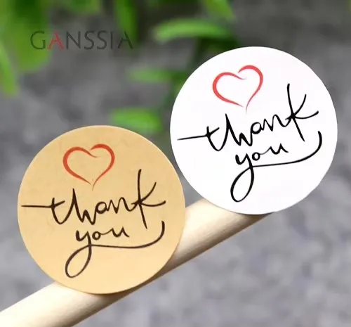 100Pcs/Lot Dia:2.5cm Lovely Thank You Heart Paper Sticker Bakery Cake Seal Gift Stickers Packing Label Supplies (SS-1604)