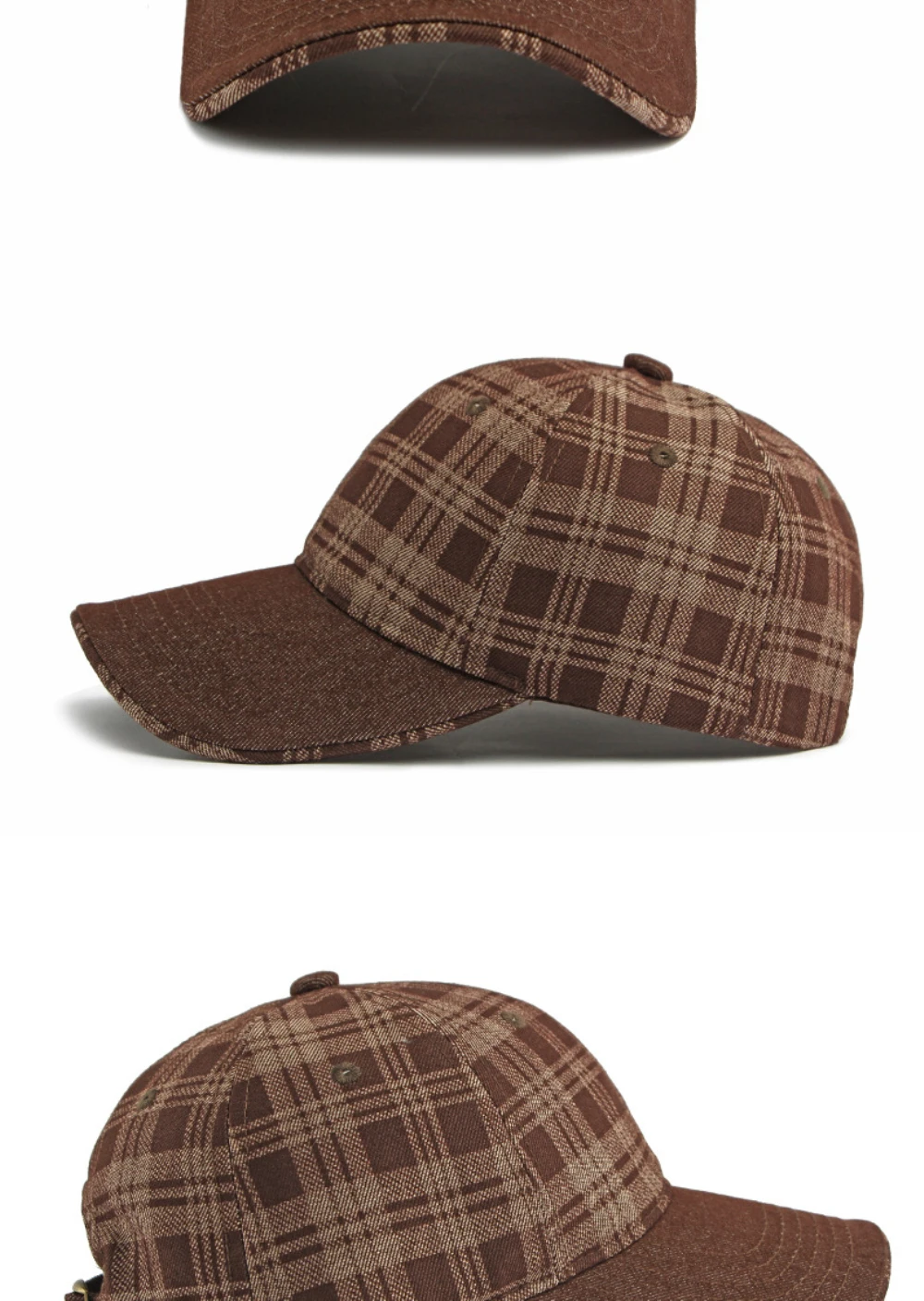 HT5084 Frühling Herbst Baseballkappen für Männer Frauen Karierte Verstellbare Snapback-Kappe Sonnenhut Unisex 6-Panel Denim Baseballmütze – Detail 10