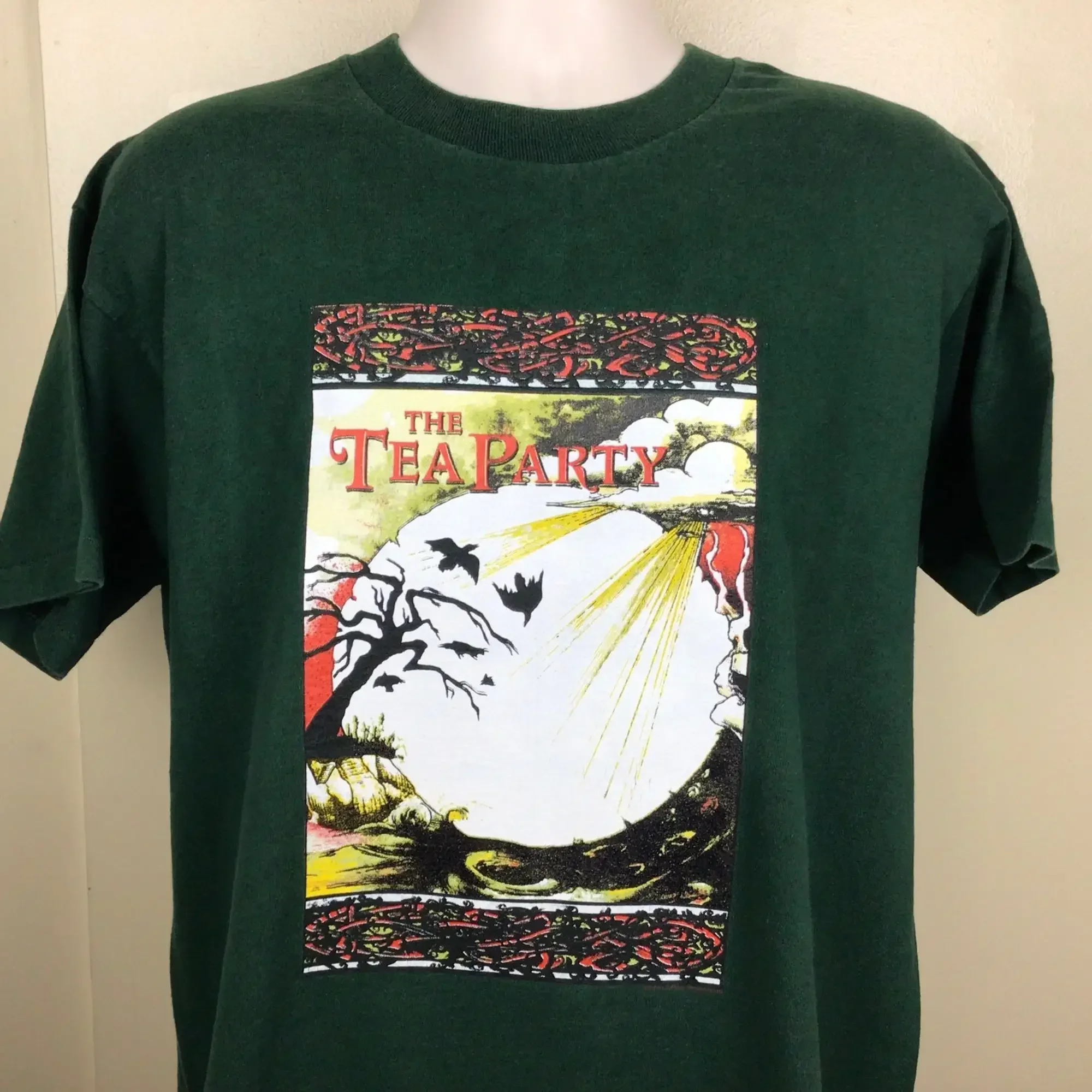 Camiseta vintage del concierto The Tea Party de 1994, verde, talla L, gira de la banda canadiense de rock alternativo de los años 90, Brockum