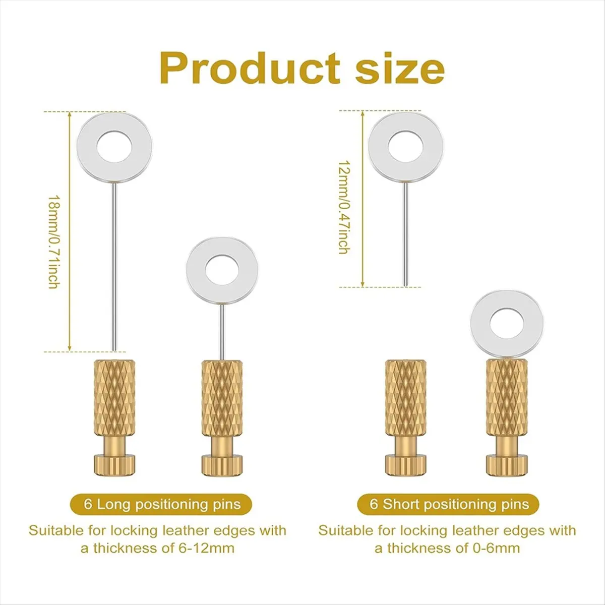 12 قطعة إبر تحديد المواقع الجلدية ، دبابيس تحديد المواقع الجلدية المصنوعة يدويًا ، 12mm18mm إبر الجلود الحرفية ذاتية الصنع-A51M