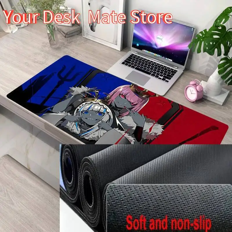 XXL Laptop Deskmat rutschfeste Matte Pc Zubehör Hololive Großes Mousepad Gamer Gawr Gura Mausepad Kawaii Mousepad Matte Tastatur Pad