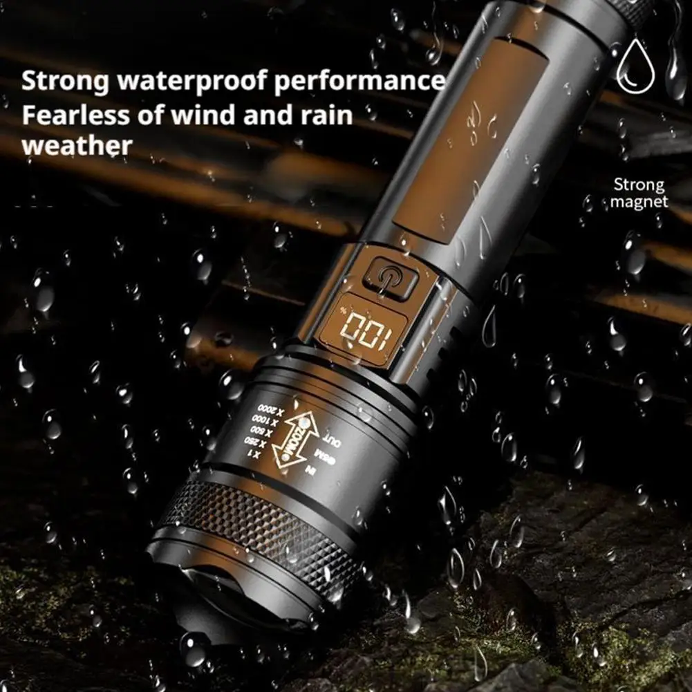 고출력 LED 손전등 매우 밝고 오래 지속되는 야외 비상용 강력한 조명 충전식 캠핑 하이킹 COB 손전등