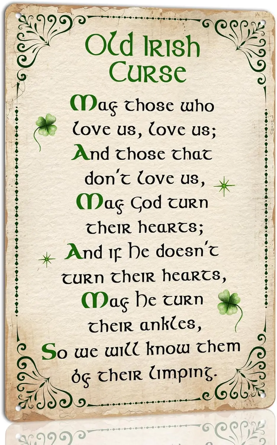 Old Irish Curse Metal Tin Sign Clover Vintage Poster Wall Art Cafes Farmhouse Home Irish Wall Decor Retro Plaque