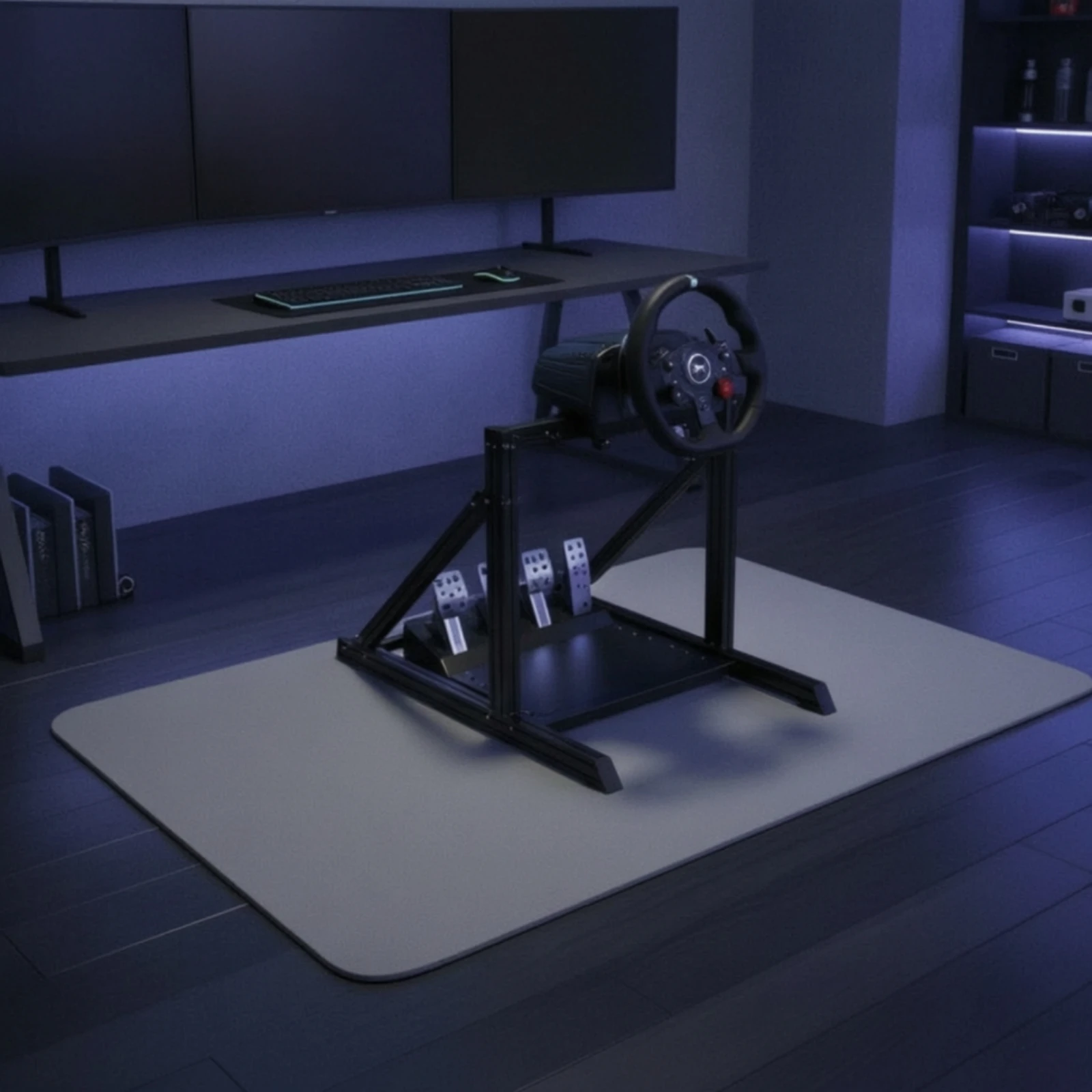 Racing Simulator Mat Anti-Slip Sim Racing Floor Mat Maximum Stability Shock Absorption for Gamers