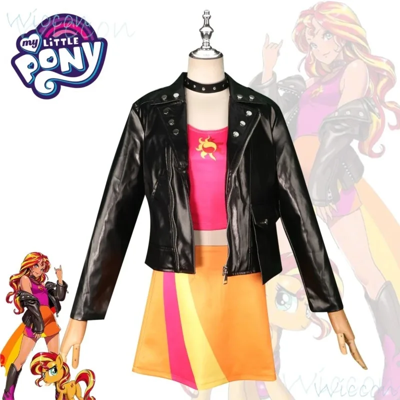 Anime Sunset Shimmer Little Girls Flanksy Pony Cosplay Personification Cos Cute Lovely Uniform Black Coat Party For Womens;3,k8'