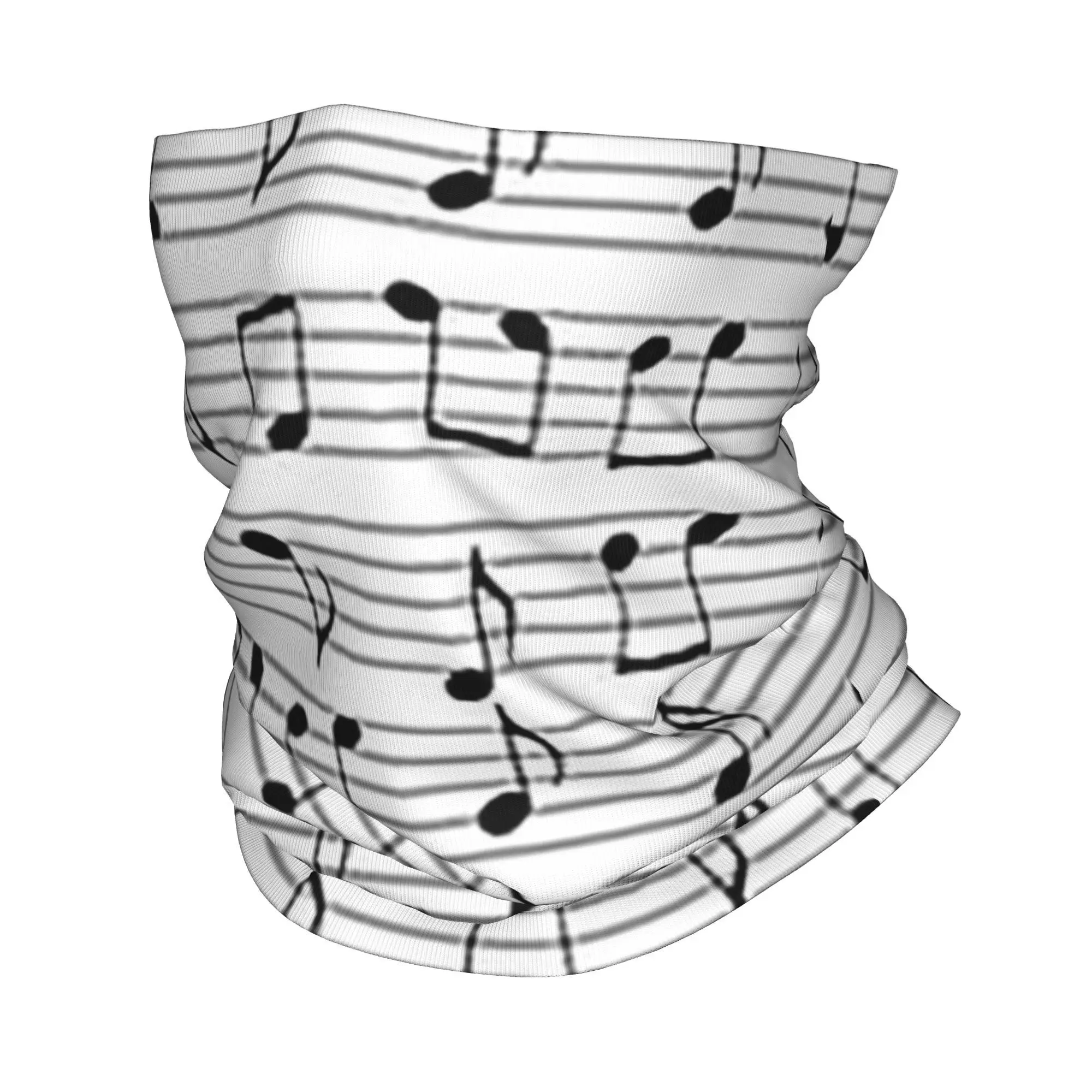 مفاتيح البيانو المجردة مع النوتات الموسيقية باندانا الرقبة الجراب المطبوعة وشاح سحري متعدد الاستخدام بالاكلافا الجري للجنسين تنفس