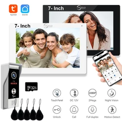 Tuya Wifi 7 Inch Monitor Video Intercom Kit Appartement Home Video Deurtelefoon 1080 P Bedrade Deurbel Camera Toegangscontrole Domofon