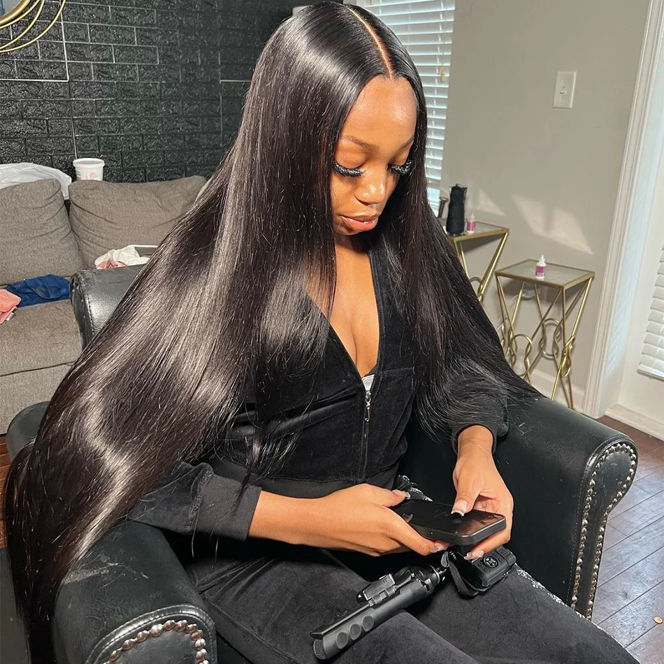 

HD Transparent Brazilian Remy Human Hair Wigs For Women 32 Inches 13x4 13x6 Bone Straight Lace Front Wigs Human Hair