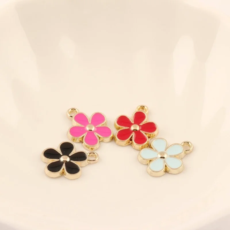 30PCS/Lot New Arrival Jewelry Flower DIY Pendants Charms Oil Drop Metal Alloy Bracelet Charm