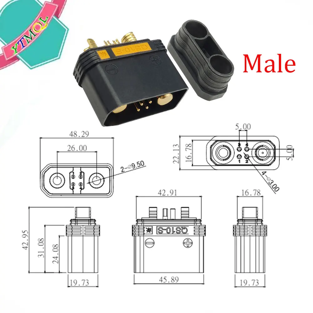 Imagem -03 - Heavy Duty Battery Connector Anti-spark Gold 180a Grande Plug Power para rc Plant Protection Drone Car Model 110 Pares Qs10-s