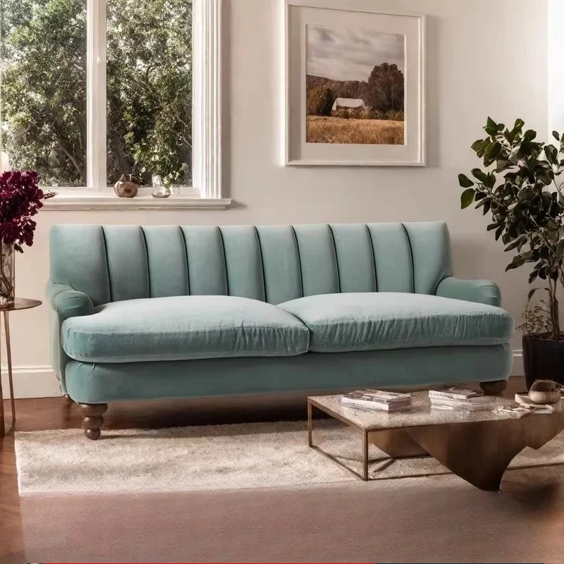 

Nordic modern three-person sofa small apartment fabric velvet high-end creative designer light luxury simple customization