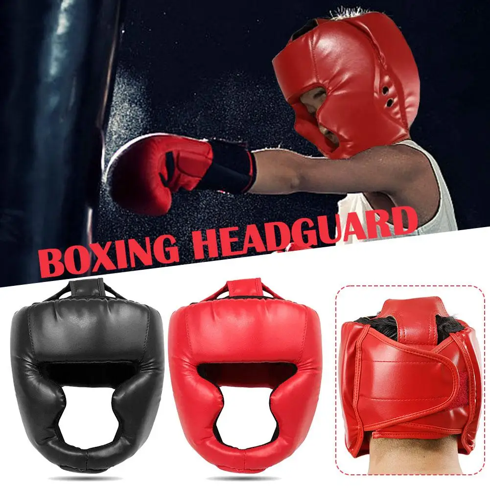 Full-covered Pu Boxing Helmet Kids Adults Muay Thai Training Gym Head Taekwondo Protector Head Equipment Guard D0U0