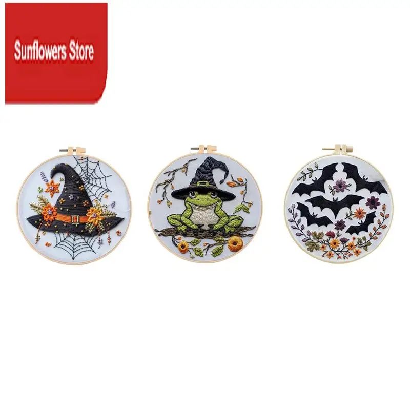A36I-Non-Finished Halloween Series, Cross-Stitch Bag, Embroidery Bag For Beginners, DIY Decoration Home Room