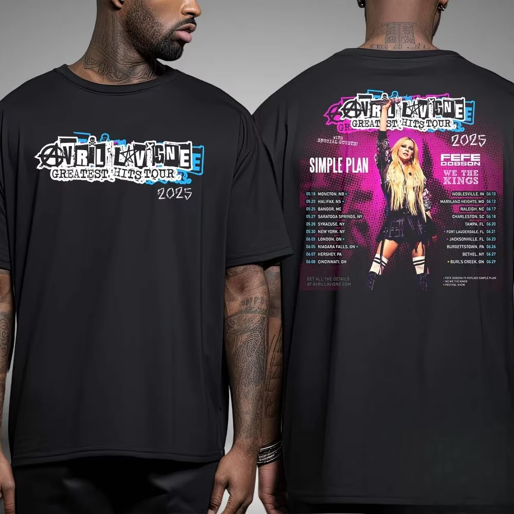 

2025 New Summer Avril Lavigne Most Popular Tour Dates Double-Sided Unisex T-Shirt Men's and Women's Summer Short Sleeves
